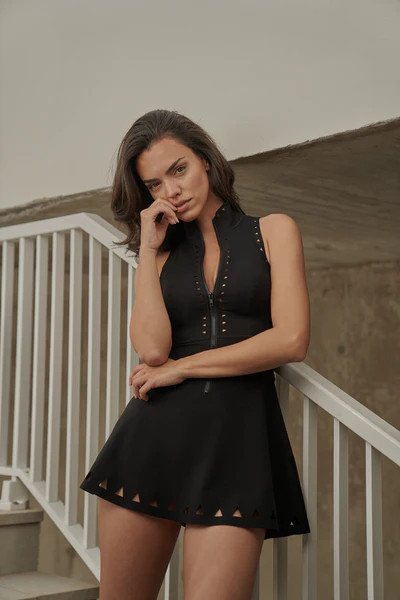 Lavish Laser Cut Zip Dress | WISKIIACTIVE