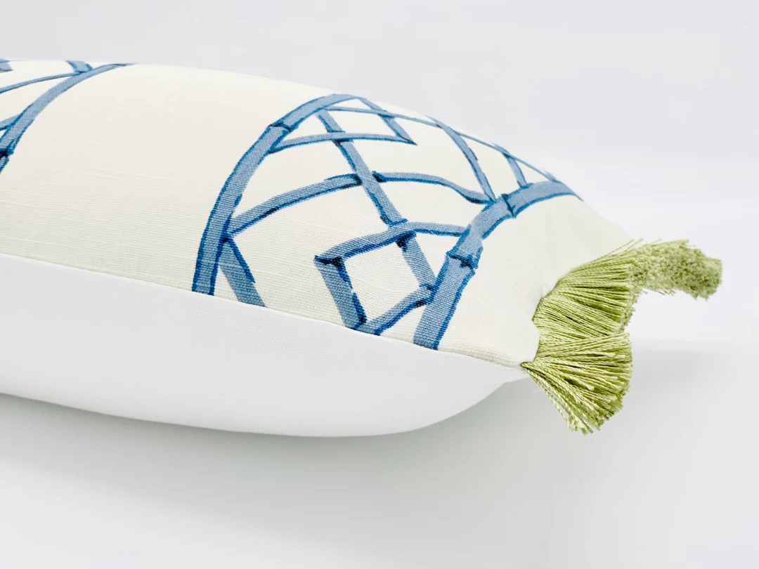 Blue Bamboo Pillow Cover , Chinoiserie Style Decorative Pillow Cover , One Sided Throw Pillow Cov... | Etsy (US)