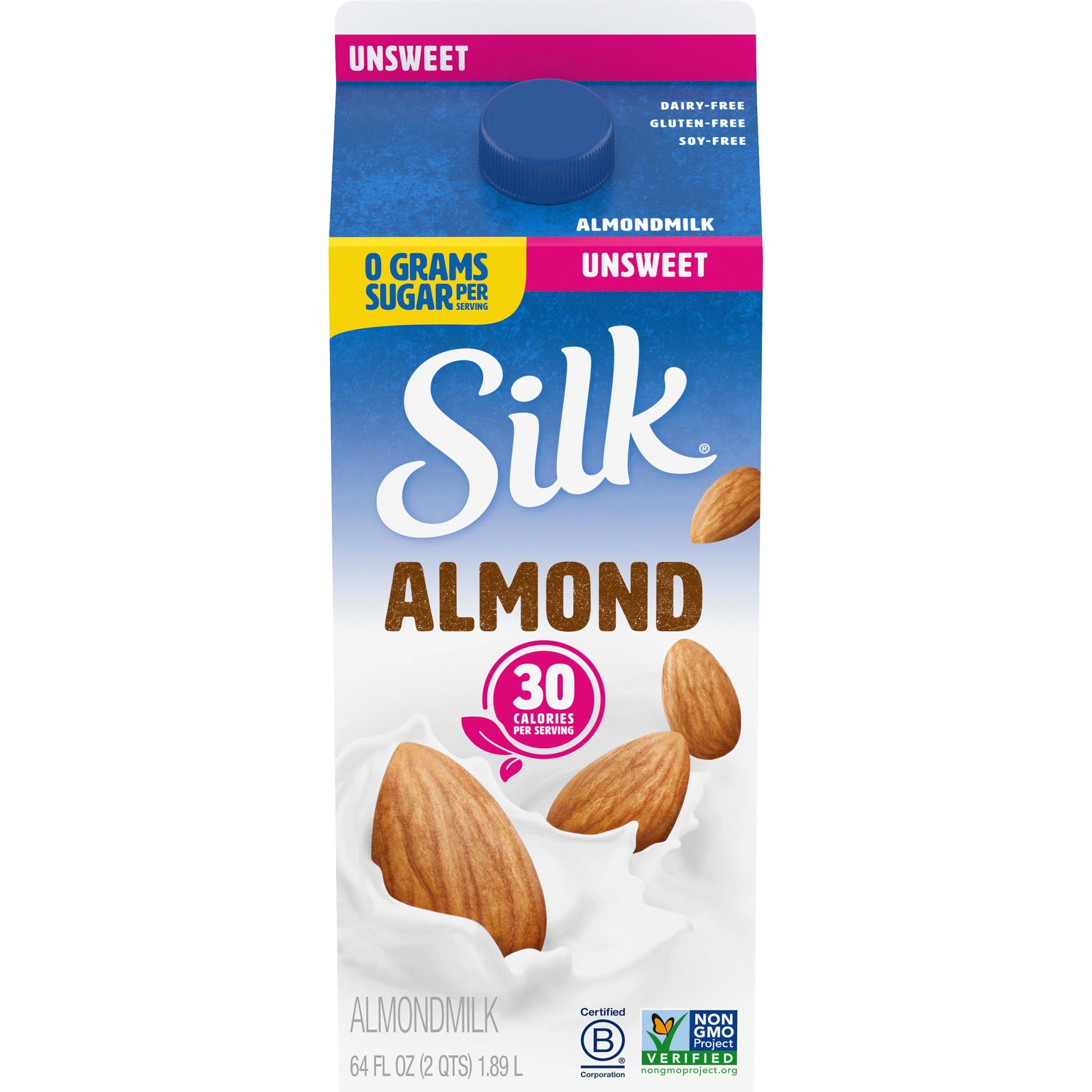 Silk Unsweetened Almond Milk, Half Gallon - Walmart.com | Walmart (US)