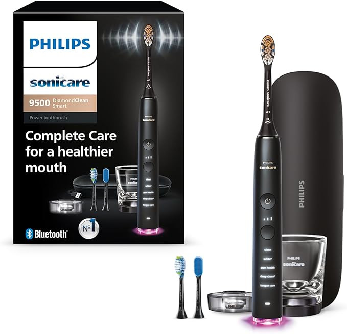 Philips Sonicare DiamondClean Smart 9500 Electric Toothbrush, Sonic Toothbrush with App, Pressure... | Amazon (US)