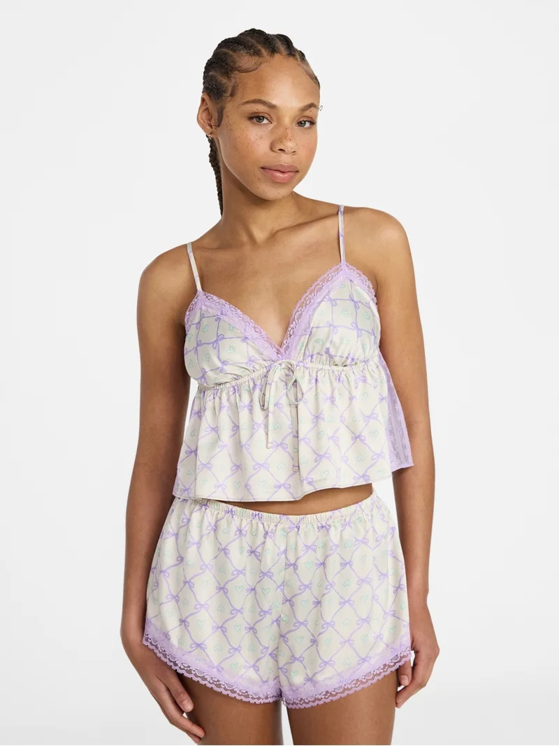 No Boundaries Satin Cami and Shorts Sleep Set, 2-Piece, Women's XS-XXL | Walmart (US)