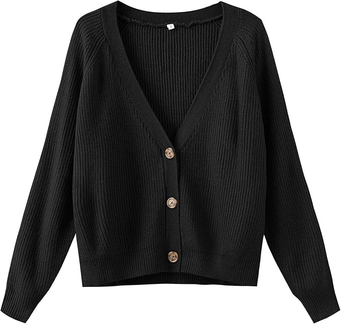 TASAMO Women's Long Sleeve Knit Sweater Open Front Cardigan Button Loose Outerwear | Amazon (US)