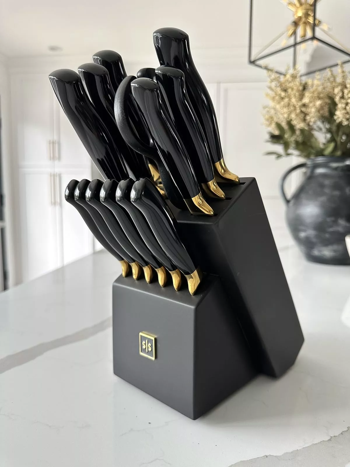 Glossy black and gold knife set! … curated on LTK