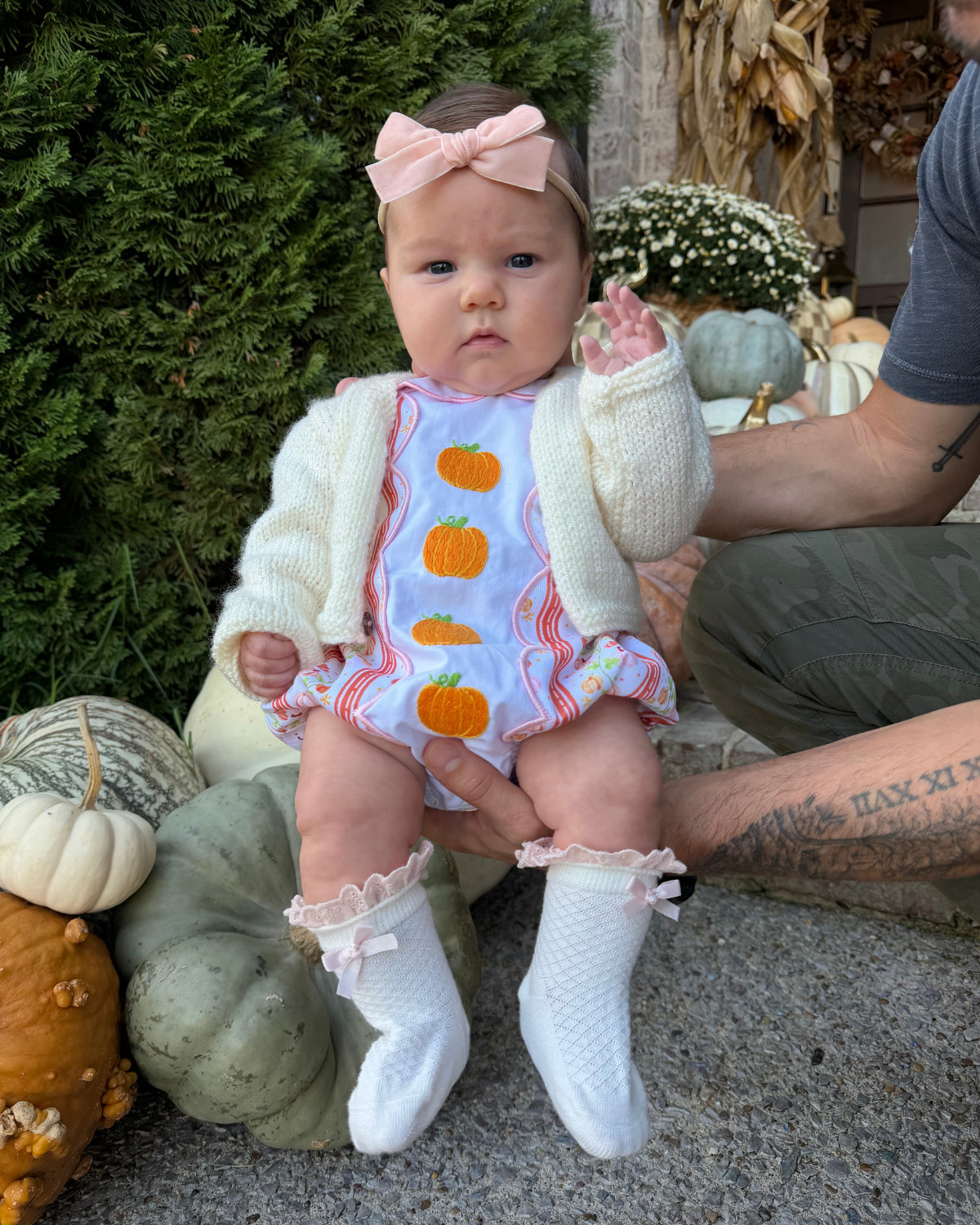 Baby girl, fall pumpkin onesie outfit. Baby girl, accessories, bow headband.

#LTKSeasonal #LTKBaby