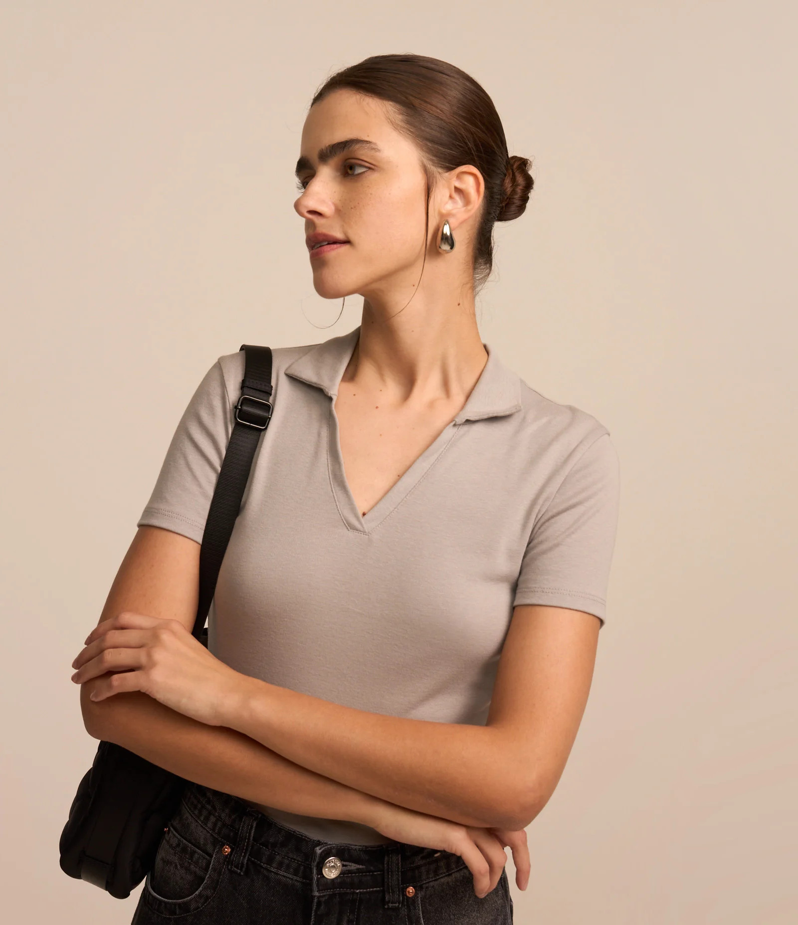 Blusa Polo Cropped em Algodão e Manga Curta Preto - Lojas Renner | Renner (BR)