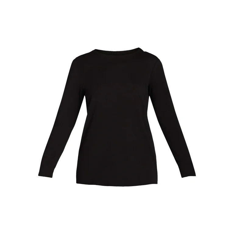 Time and Tru Women's Cotton Crewneck Tee with Long Sleeves, Single and 3 Pack, Sizes XS-XXXL | Walmart (US)