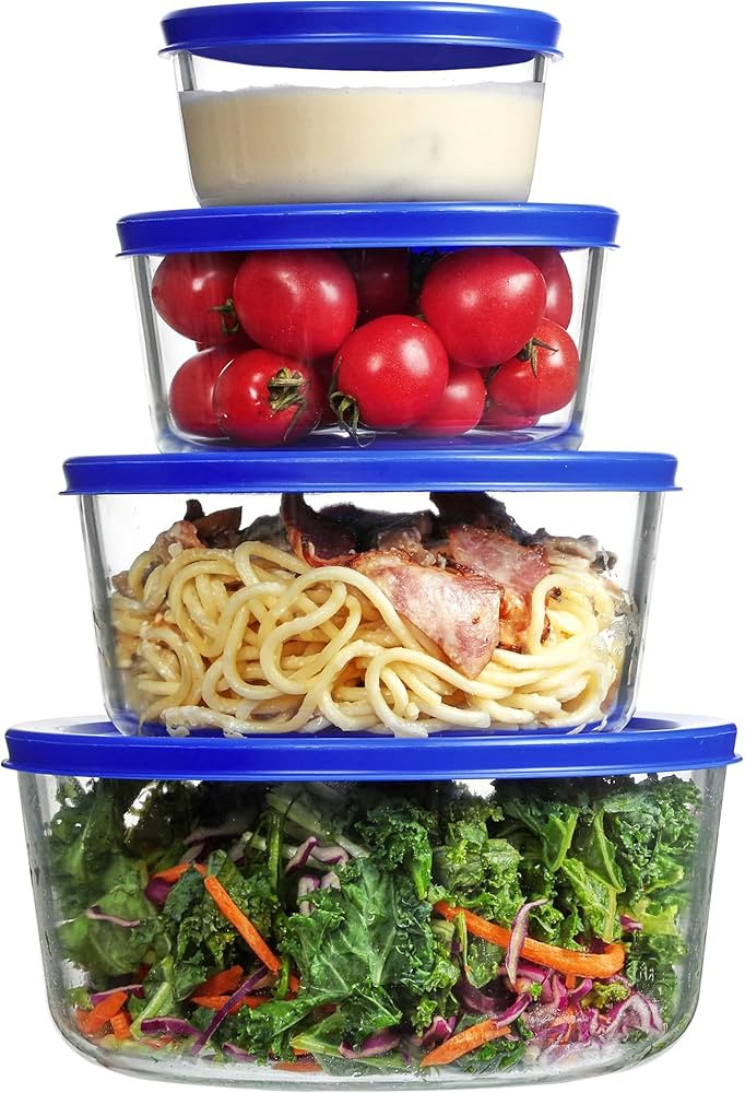 Vtopmart 4 Pack Glass Bowls with Lids (1, 2, 4, 7 Cup), Food Storage Containers, Meal Prep and Le... | Amazon (US)