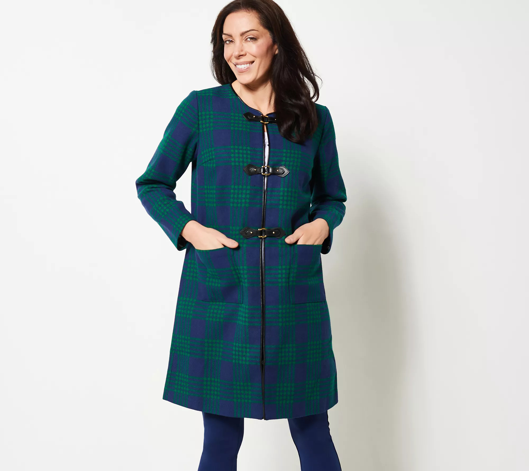 Girl With Curves Novelty Plaid Coat - QVC.com | QVC