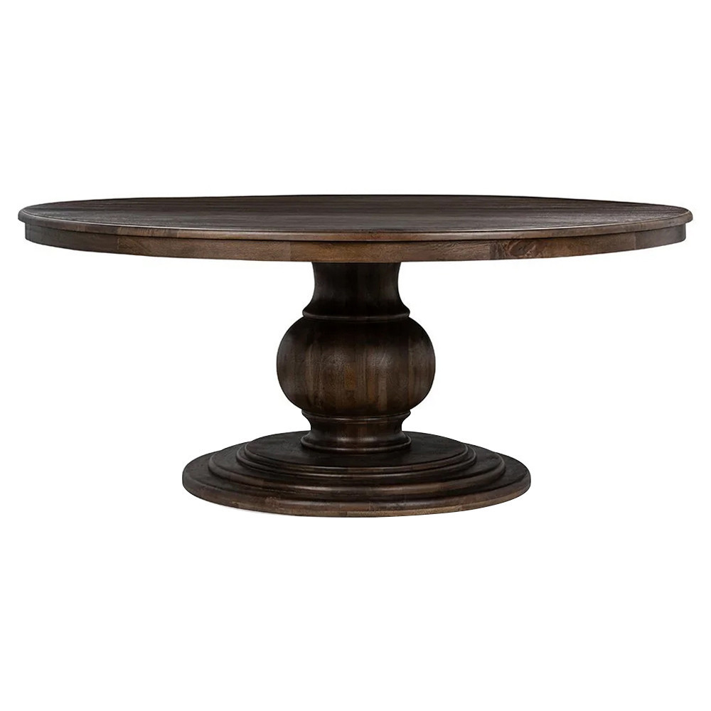 Berlin Updated Traditional Brown Mango Wood Round Dining Table - 72 | Kathy Kuo Home