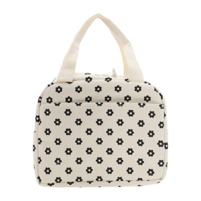 Unique Bargains Portable Thermal Lunch Bag for Work 10.24"x7.09"x8.27" 1 Pc Beige White,Black | Target