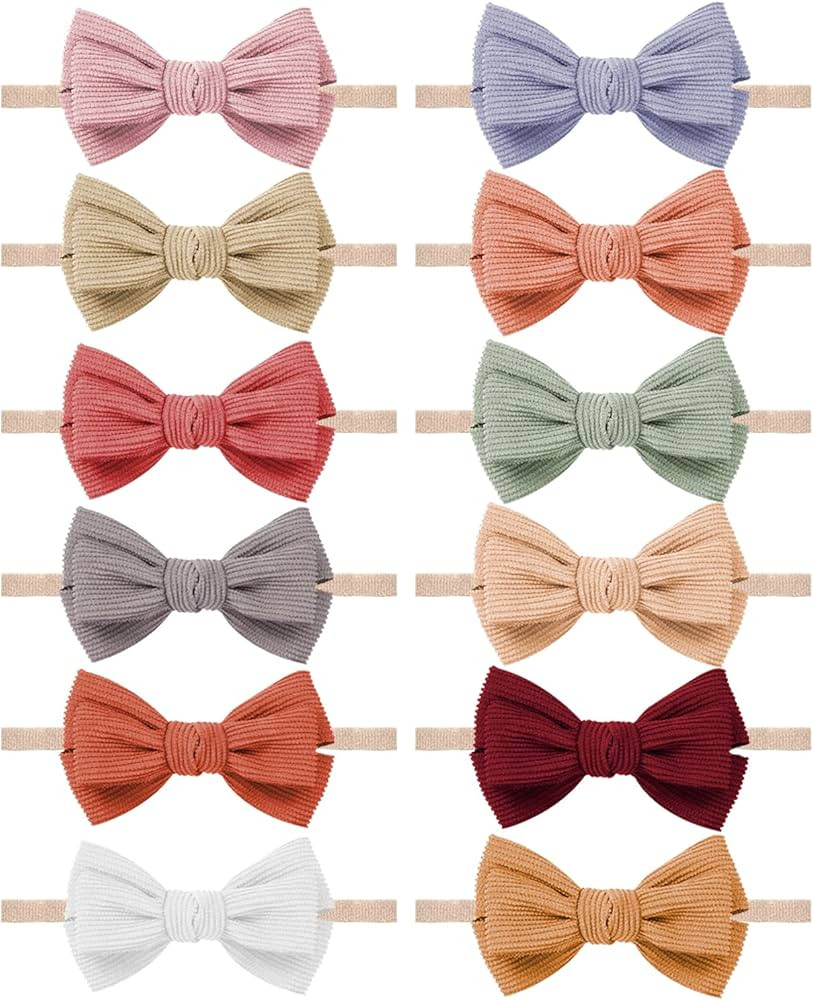 VISBL Baby Girl Headbands and Bows, Newborn Infant Toddler Nylon Elastics Hairbands Hair Accessor... | Amazon (US)