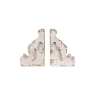 Distressed White Magnesia Corbel Shaped Bookends (Set of 2 Pieces) | The Home Depot