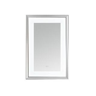 Madison 24 in. W x 36 in. H Rectangular Framed Wall Mount Bathroom Vanity Mirror in Chrome, LED Lighted, Defogger | The Home Depot