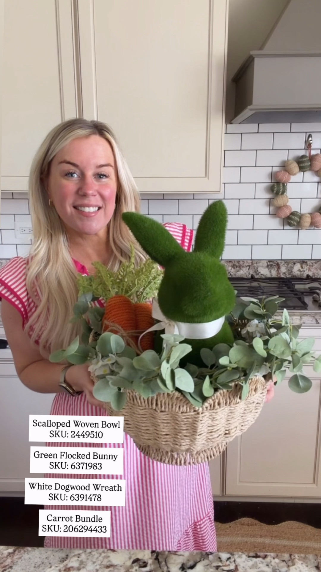 Hobby Lobby spring basket I made with my new finds ! Sharing sku numbers since they aren’t on LTK 

Cutting boards, books and dress are linked !

Spring kitchen reset 
Amazon fashion finds 
Amazing spring dress 
Summer dresses

HOBBY LOBBY SKU numbers 

Scalloped Woven Bowl
SKU: 2449510

Green Flocked Bunny 
SKU: 6371983

White Dogwood Wreath
SKU: 6391478

Carrot Bundle 
SKU: 206294433

#LTKootd #LTKHome #LTKSeasonal