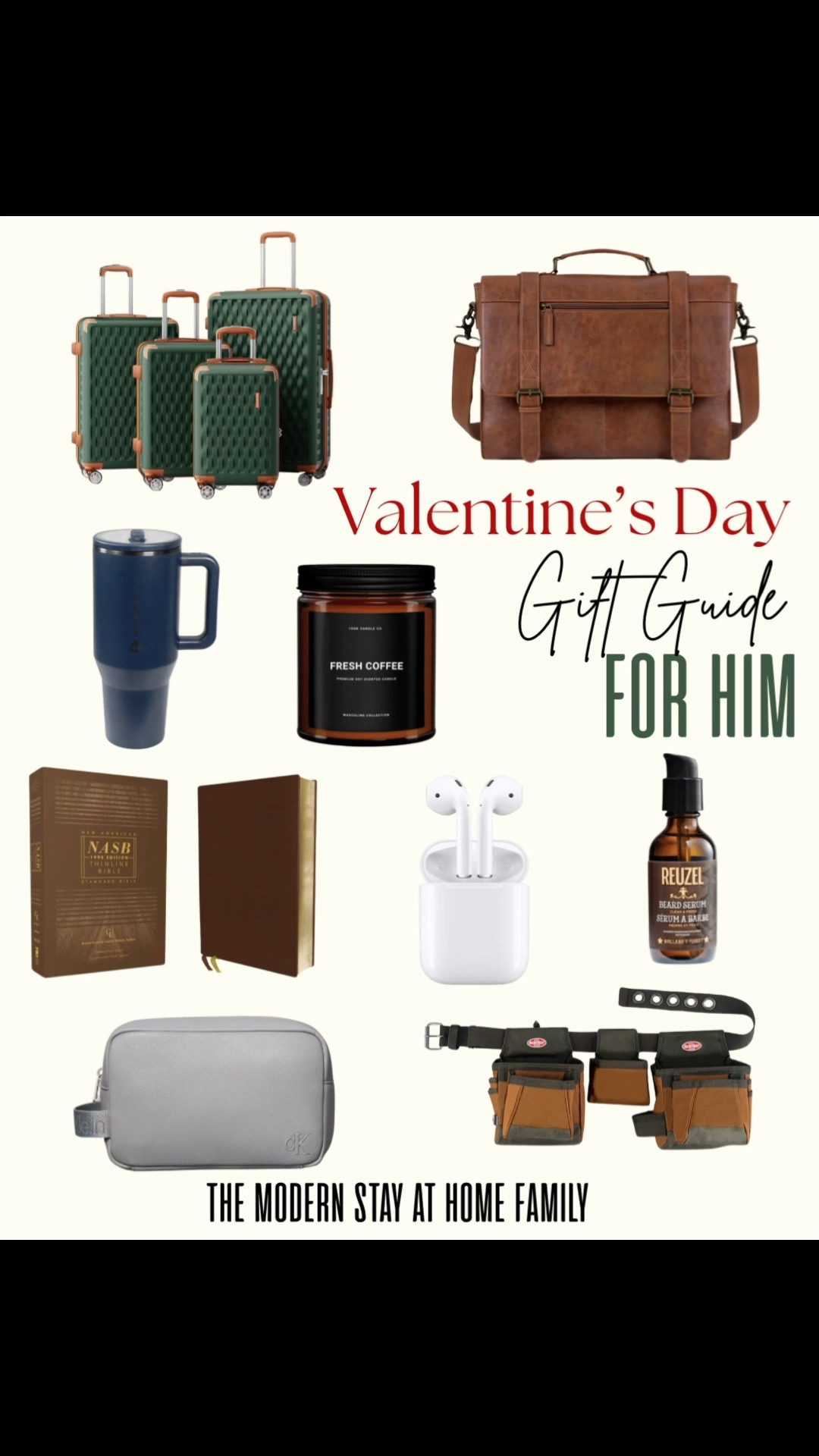 Valentine’s Day Gift Guide for Him ❤️
Looking for thoughtful Valentine’s Day gifts for men? This curated gift guide for him from The Modern Stay at Home Family features timeless, practical finds he’ll truly love — from leather travel bags and matching luggage sets to cozy coffee candles, AirPods, and beard care essentials. Perfect for husbands, boyfriends, and the men who mean the most to you. 💼☕️

Shop these meaningful Valentine gifts for him all in one place on LTK.

Valentine’s Day gifts for him, gift guide for men, Valentine gifts for men, gifts for husband, gifts for boyfriend, men’s travel essentials, men’s grooming products, modern men’s gifts, minimalist men’s style, men’s accessories, men’s lifestyle, LTK men’s finds, The Modern Stay at Home Family#LTKGiftGuide 

#LTKMens #LTKValentine #LTKSeasonal