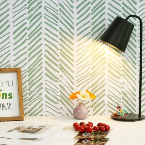Guvana 17.7"x197" Green Line Pattern Contact Paper Stripe Peel and Stick Wallpaper Green and White Self Adhesive Wallpaper Removable Contact Paper Modern DIY Wallpaper for Livingroom Cabients Covering | Amazon (US)
