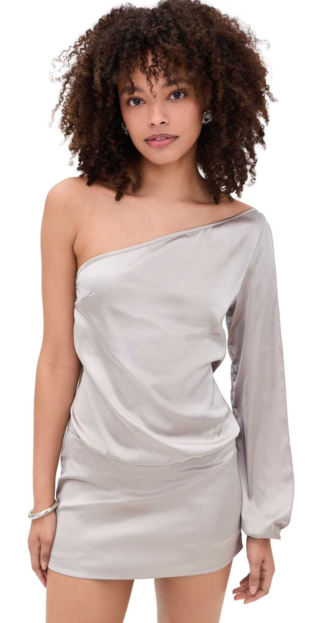 Lioness One Shoulder Mini Dress Silver XXS | Shopbop