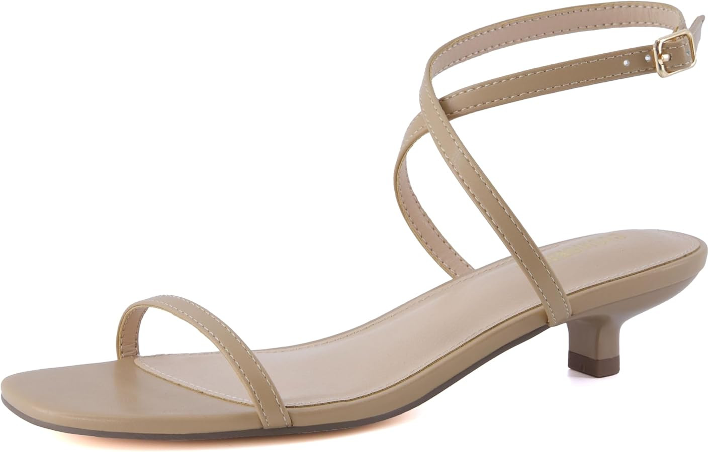 CUSHIONAIRE Sonata Women\u2019s Ankle Wrap One Band Kitten Heel Sandal \u2013 Strappy Faux Leathe... | Amazon (US)