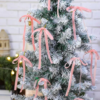 24 Pcs Light Pink Velvet Christmas Bows – 5×7” Vintage Velvet Ribbon Ornaments For Tree, Garland, Wreath & Indoor Xmas Decorations (3/8” Width) | Wayfair North America