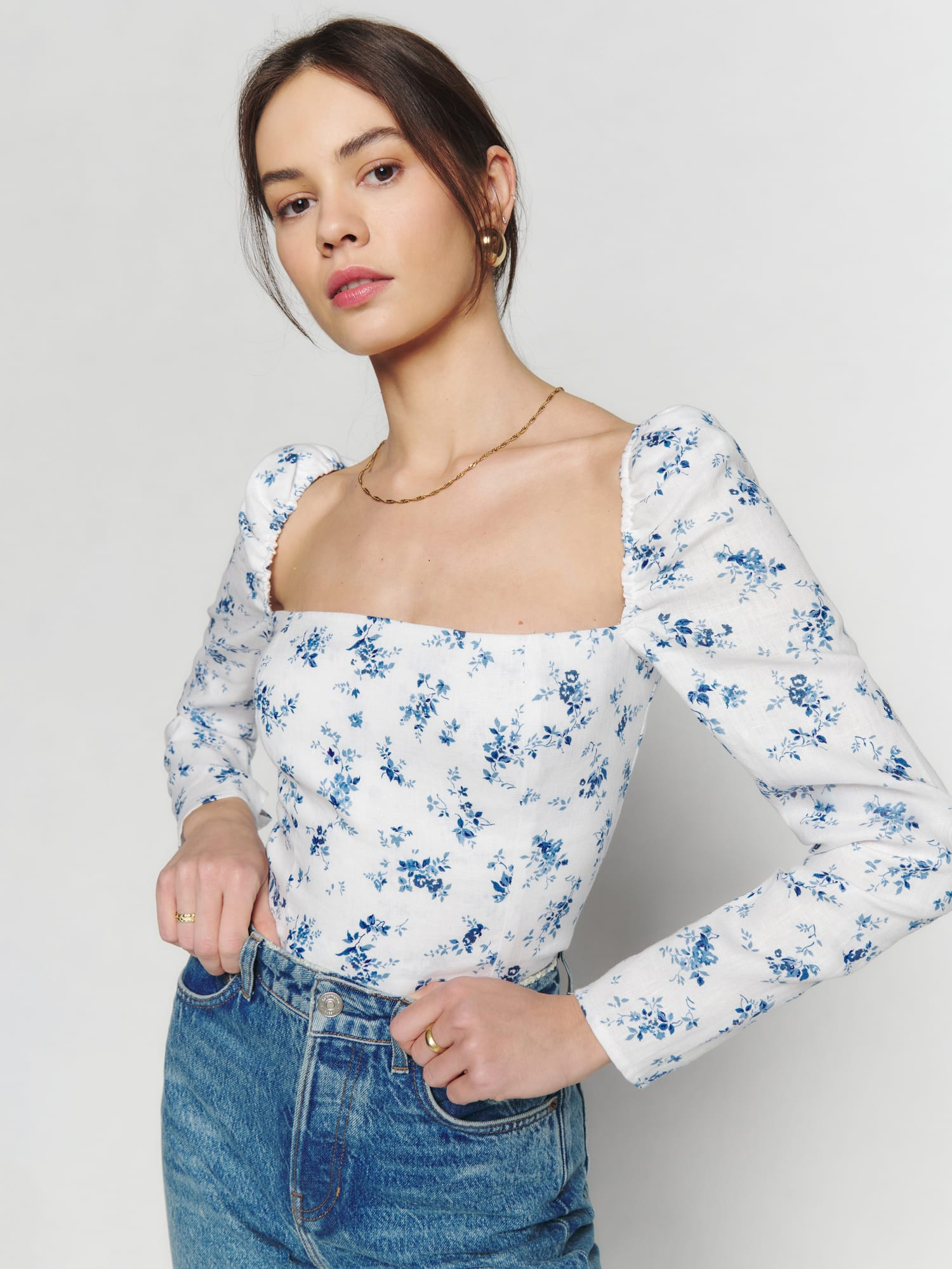 Khloe Linen Top | Reformation (Global)