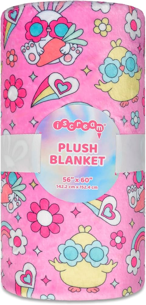 iscream Cutie Print Silky Soft Plush 56" x 60" Fleece Throw Blanket - Flower Babies | Amazon (US)
