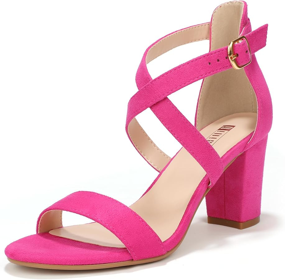 IDIFU Women's IN3 Grace Strappy Block Heels Sandals Comfy Open Toe Chunky Dress Wedding Shoes wit... | Amazon (US)