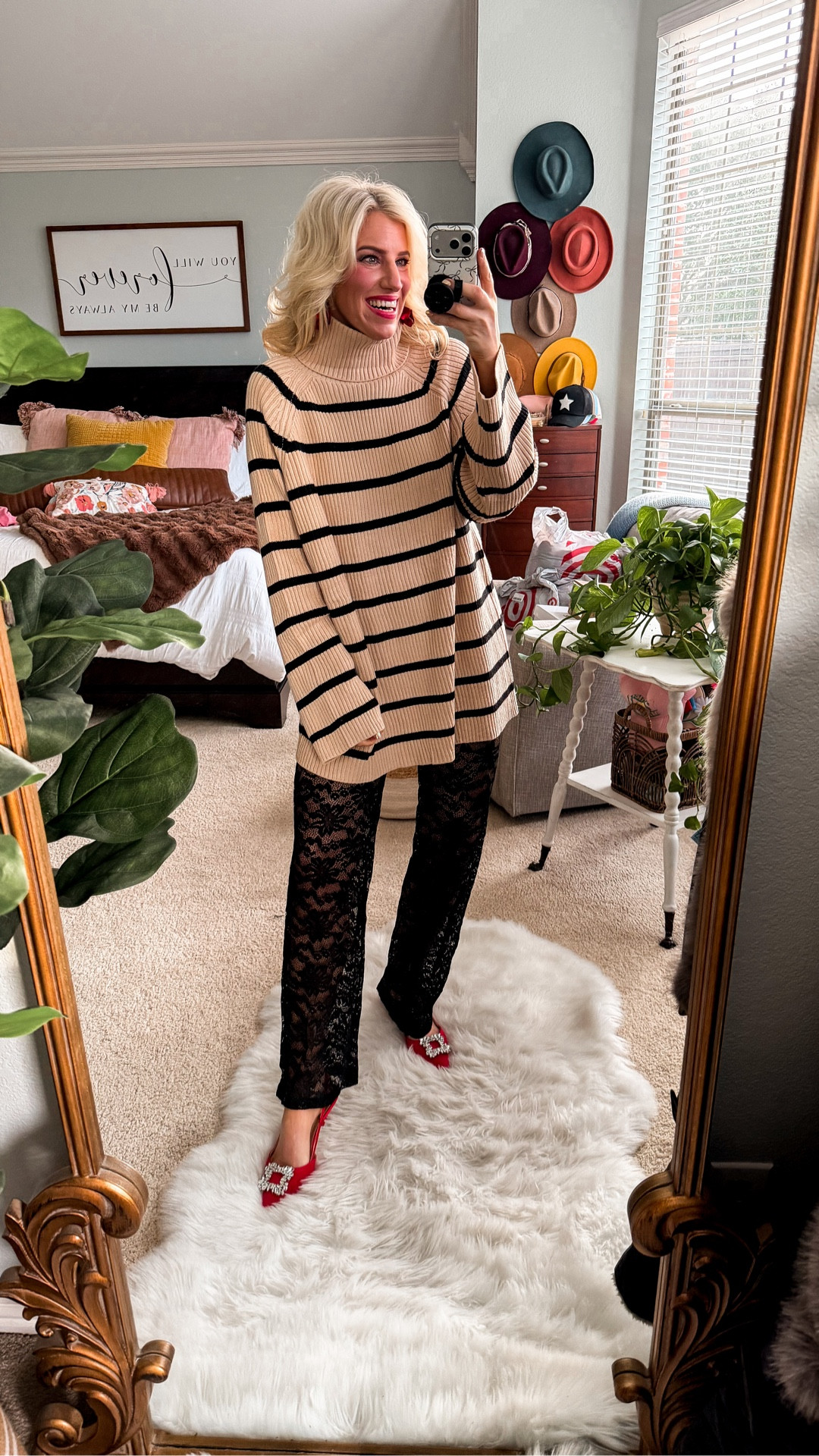 Winter night out look 👀 
All from Amazon
Lace pants + oversized turtleneck sweater 
Fits tts and comes in other colors

#LTKOver40 #LTKFindsUnder50 #LTKSaleAlert