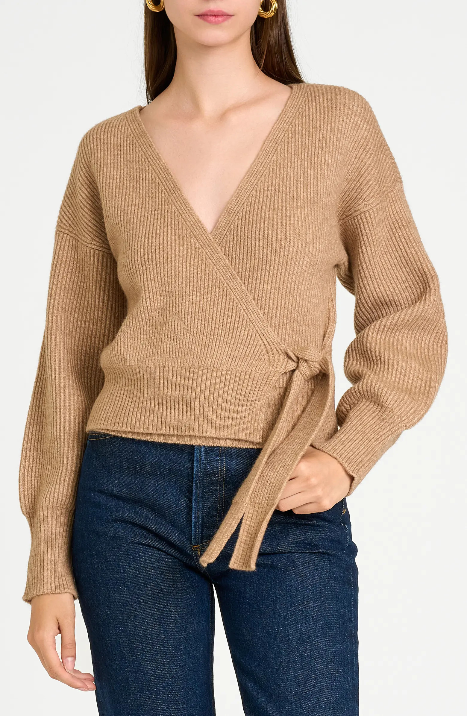 WAYF Terri Bouclé Rib Wrap Sweater | Nordstrom | Nordstrom