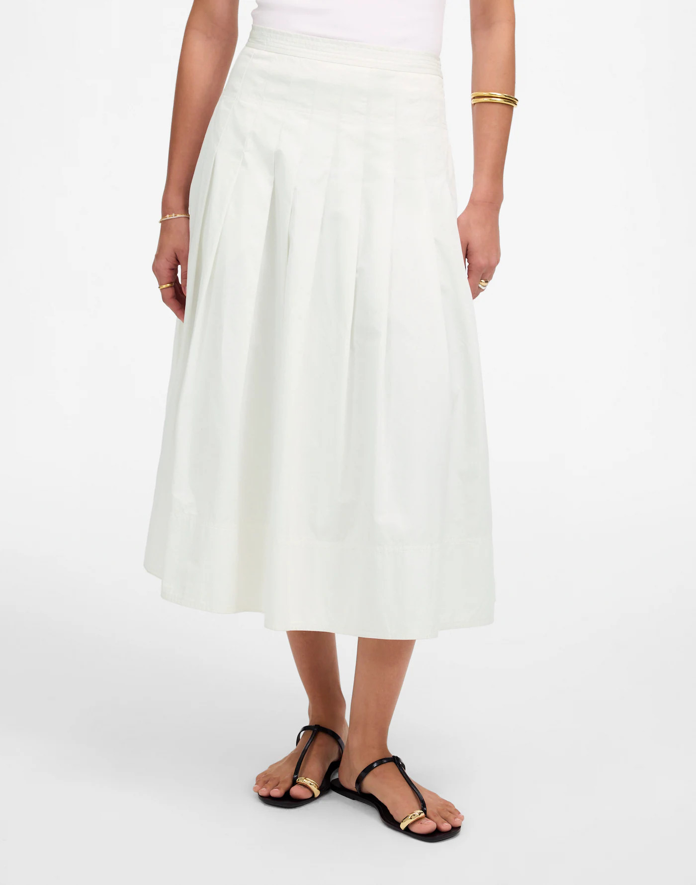 Pleated Midi Skirt in Cotton Poplin | Madewell | Madewell