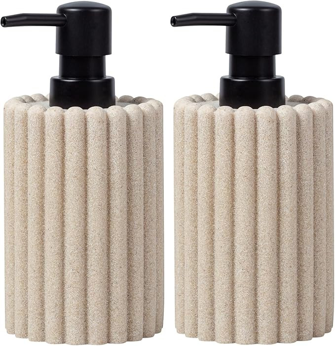 Soap Dispensers 350mL 11.84 OZ, 2 PCS Luxurious Hand Dish Lotion Shampoo Soap Dispenser Jar, Natu... | Amazon (US)
