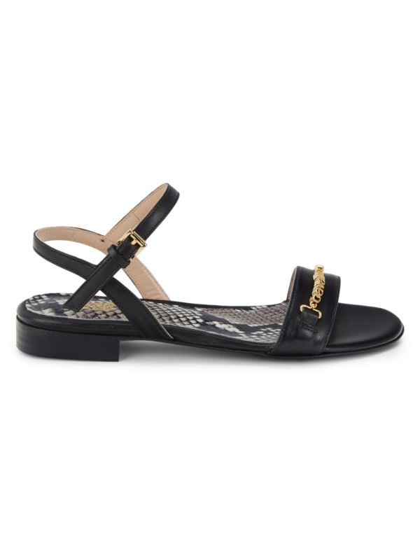 Logo Leather Flat Sandals | Saks Fifth Avenue OFF 5TH