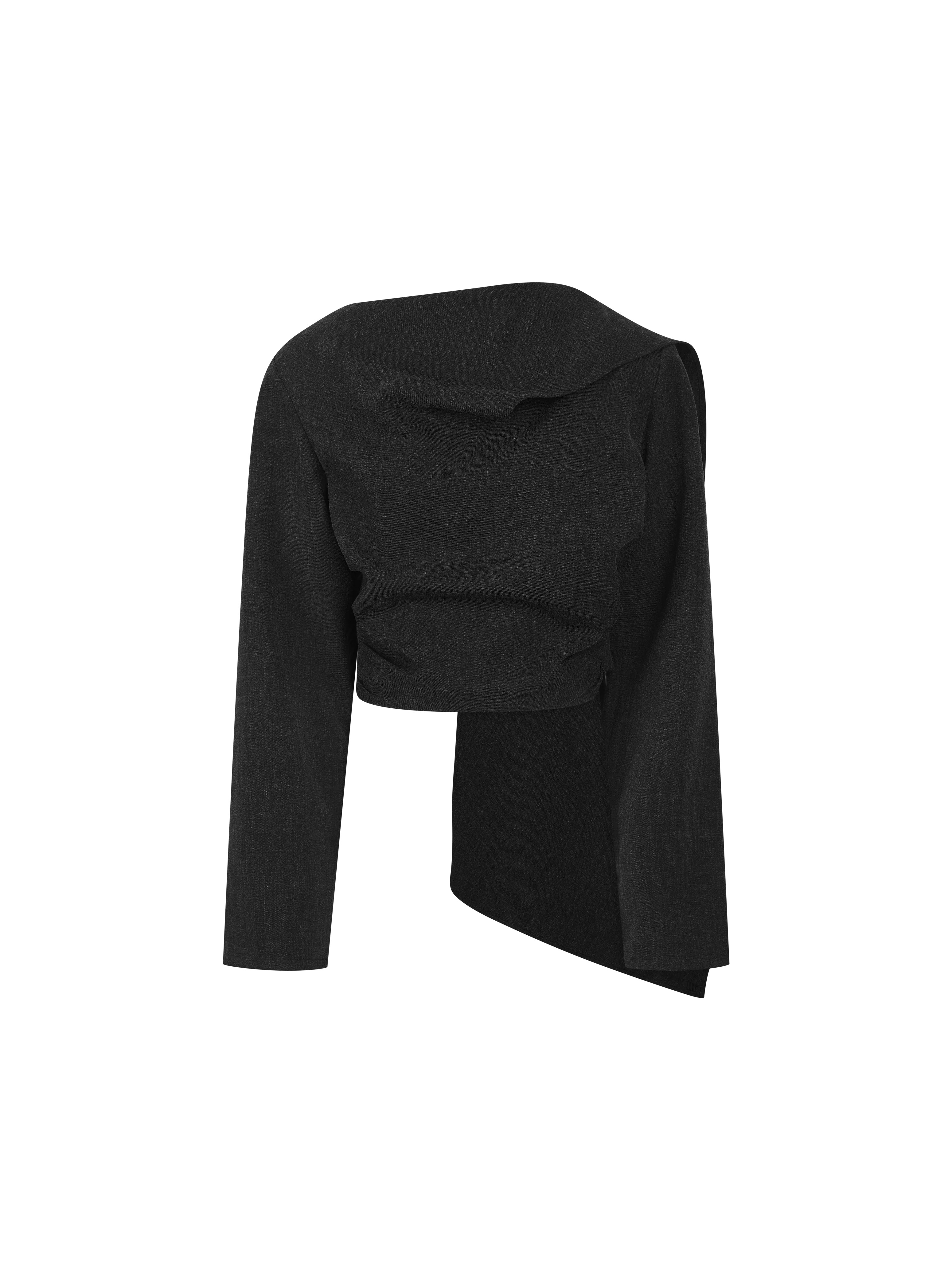 Draped Scarf Top - Dark Grey | Maebe