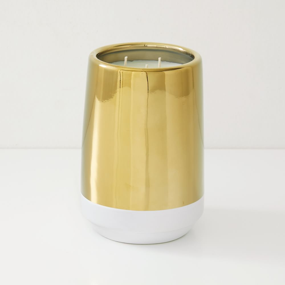 White & Gold Candle - Smoked Tonka | West Elm (US)