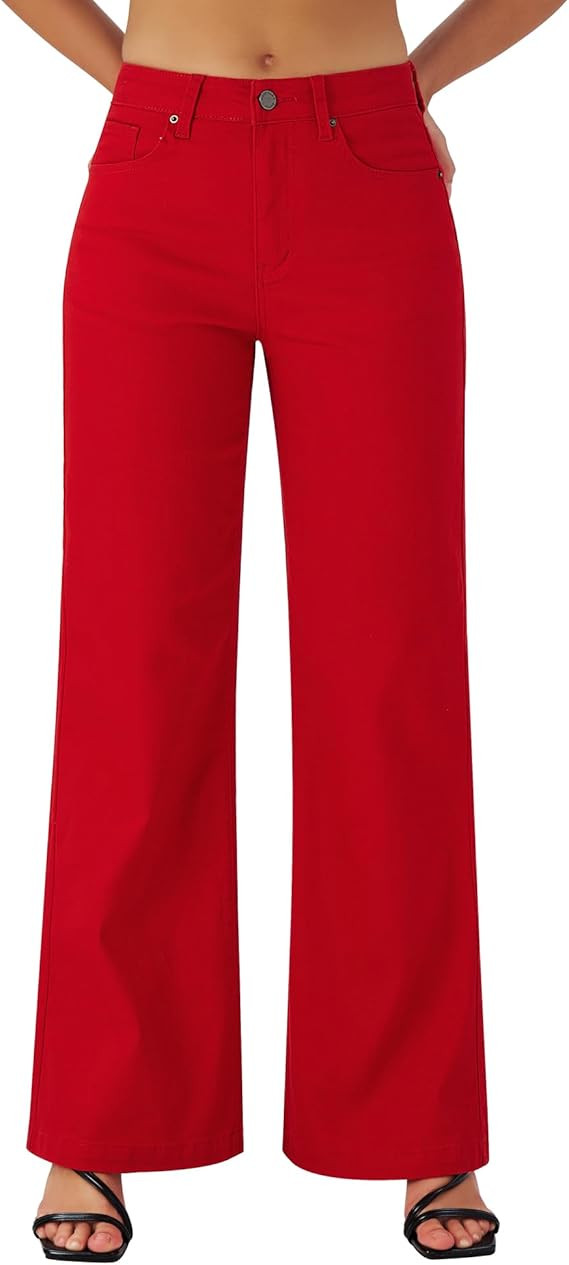 roswear Women's Wide Leg Jeans High Waisted Stretchy Denim Trouser Pants | Amazon (US)