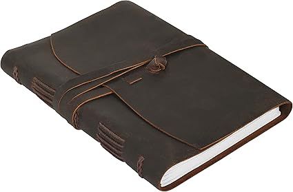 Elizo Brown Leather Notebook Blank Pages - 7x9 Leather Bound Sketchbook - Blank Leather Notebook ... | Amazon (US)