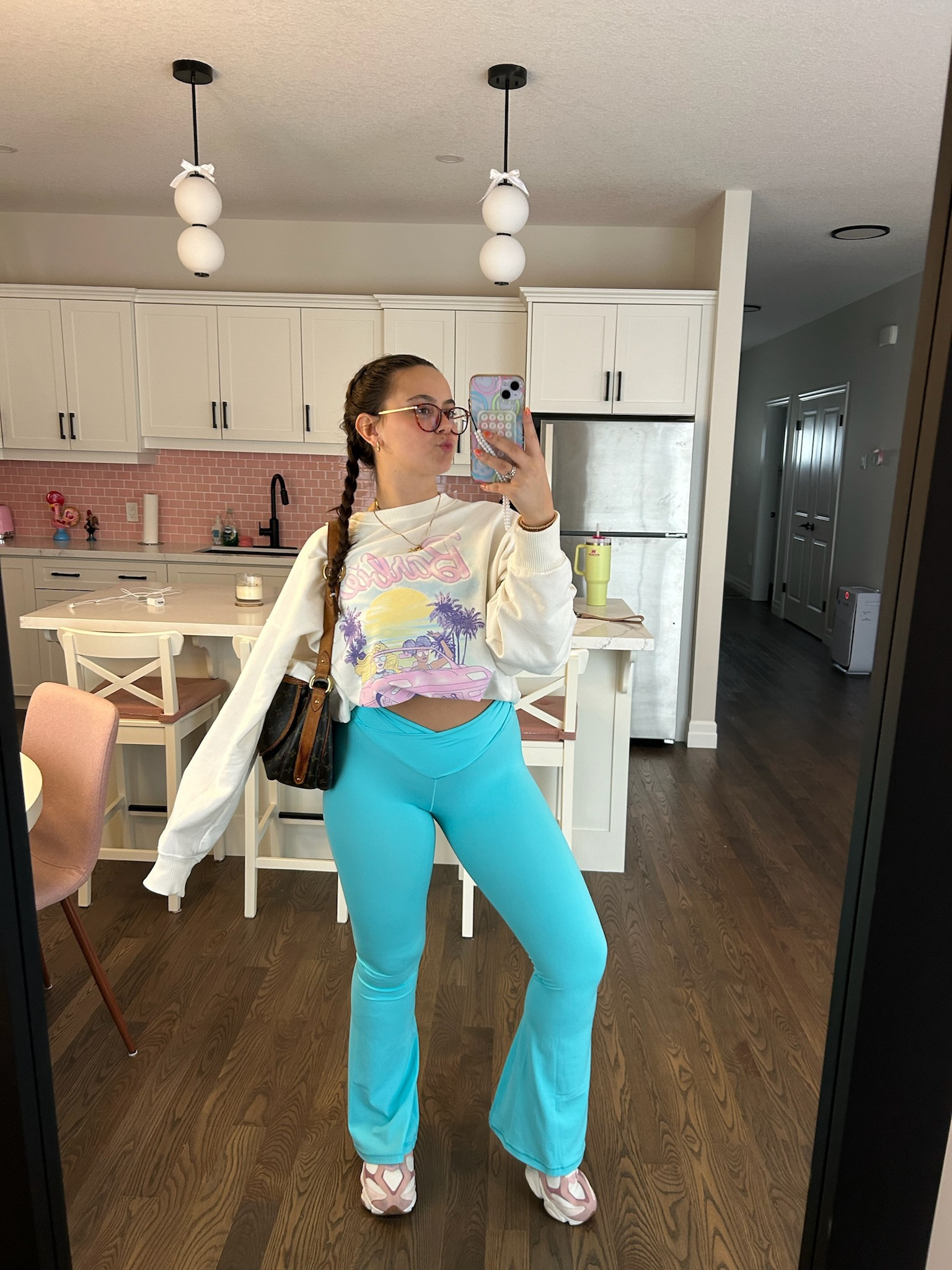 Love the bold blue flares from aerie, throwback to the Barbie dream house 

Sweater is sold out so I added some cuties in the same cut/style 🥰

#LTKMidsize #LTKActive #LTKSeasonal