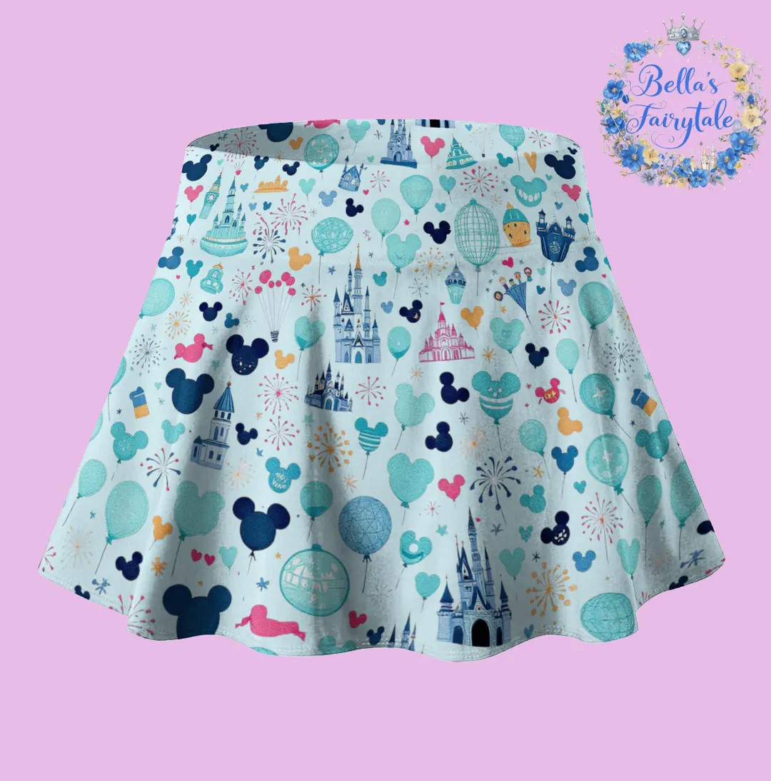 Personalized Skirt, Blue Mickey in Magic Kingdom, Disney Skirt with Shorts, Pickleball Skirt, Ten... | Etsy (US)