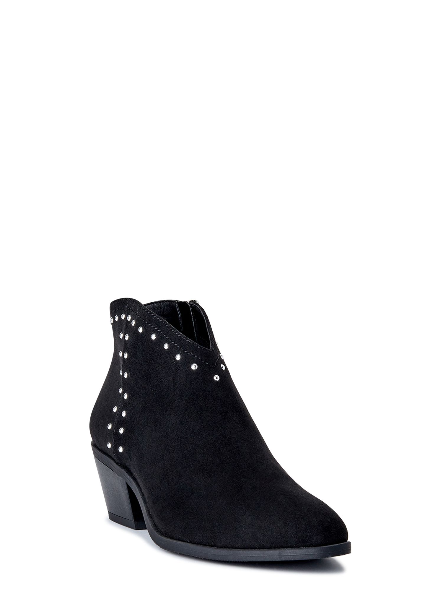 Scoop Women's Studded Faux Suede Booties with Block Heel - Walmart.com | Walmart (US)