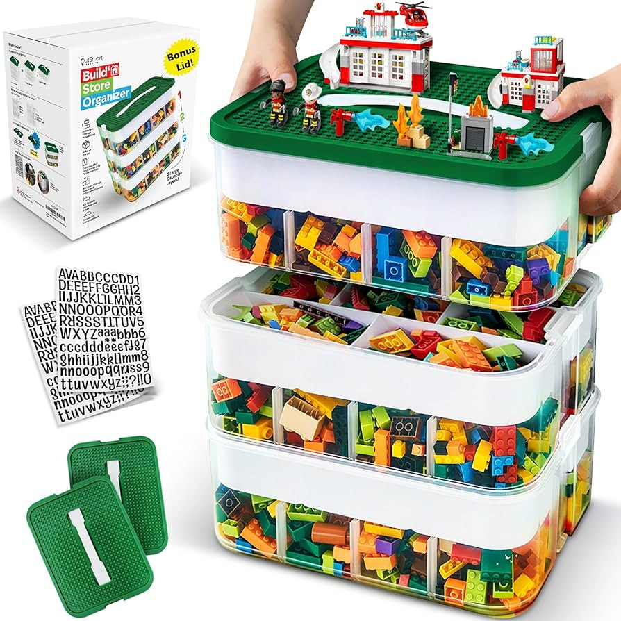 Stackable Toy Storage Organizer Bin for Lego, Building Bricks, Dolls, and Crafts Organization, Bu... | Amazon (US)