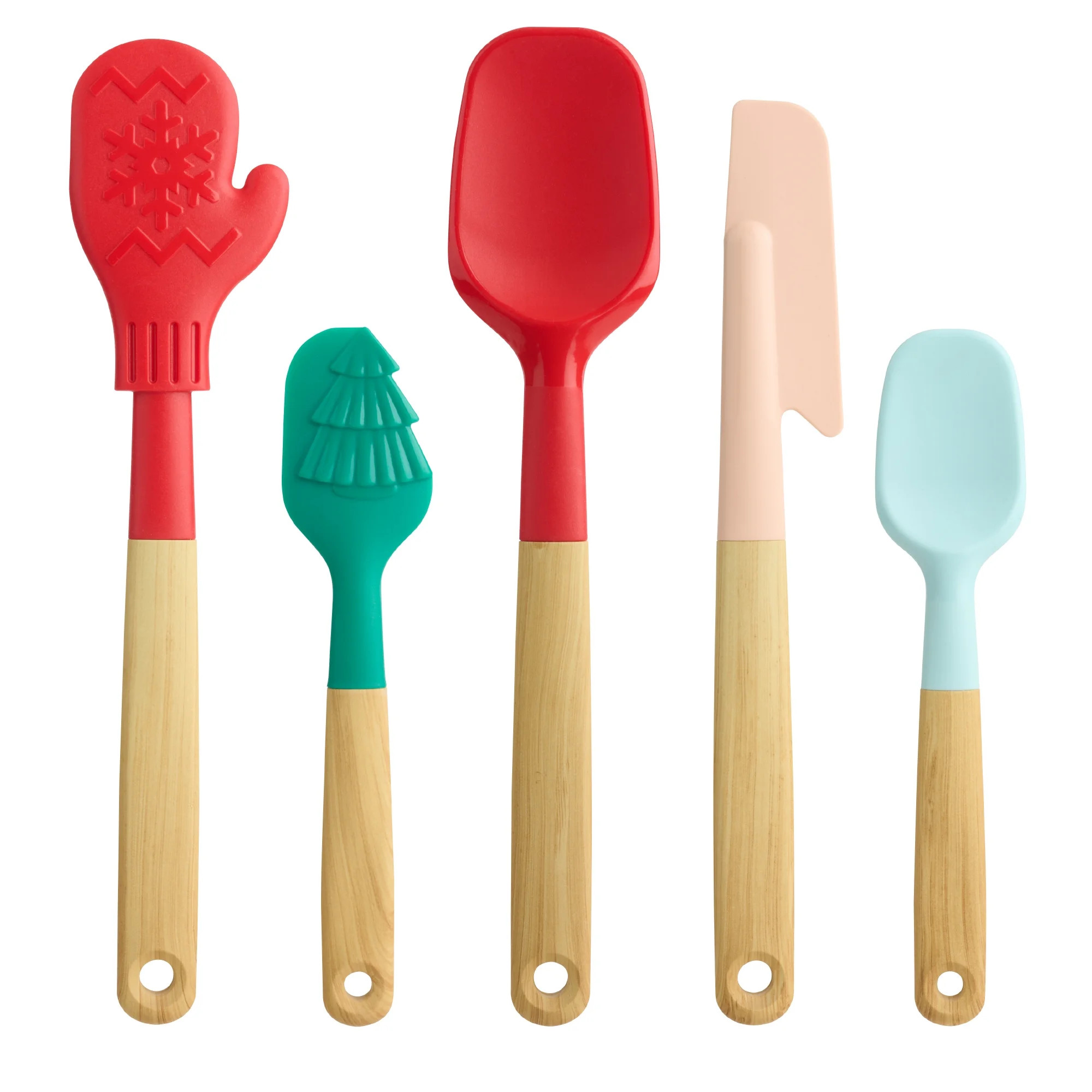 Holiday Time 5-Piece Baking Tools. Red, Green, Pink and Blue | Walmart (US)