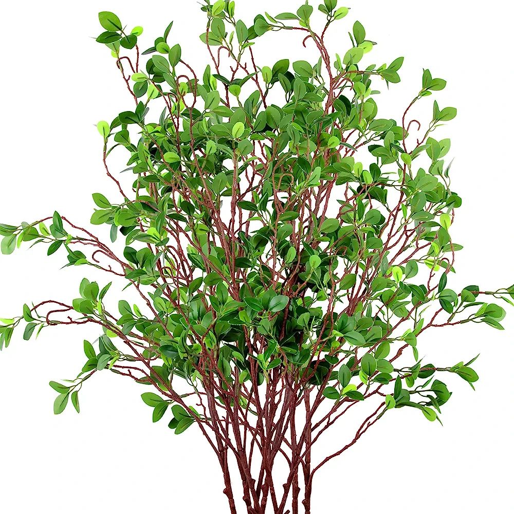 AUSTOR 9 Packs 45" Artificial Ficus Stems Faux Green Stems Ficus Branches Leaf Stem Fake Green Bu... | Amazon (US)