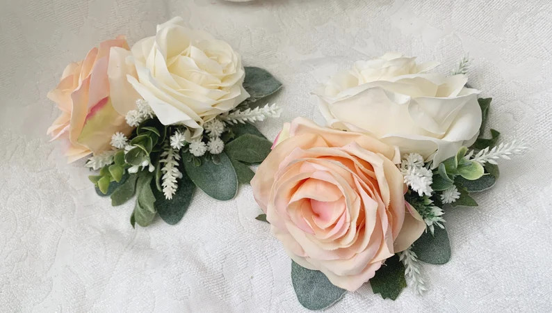 Wedding Cake Decoration Cake Arrangement Topper Artificial Flowers Wedding Decor Flowers Peach Cr... | Etsy (US)