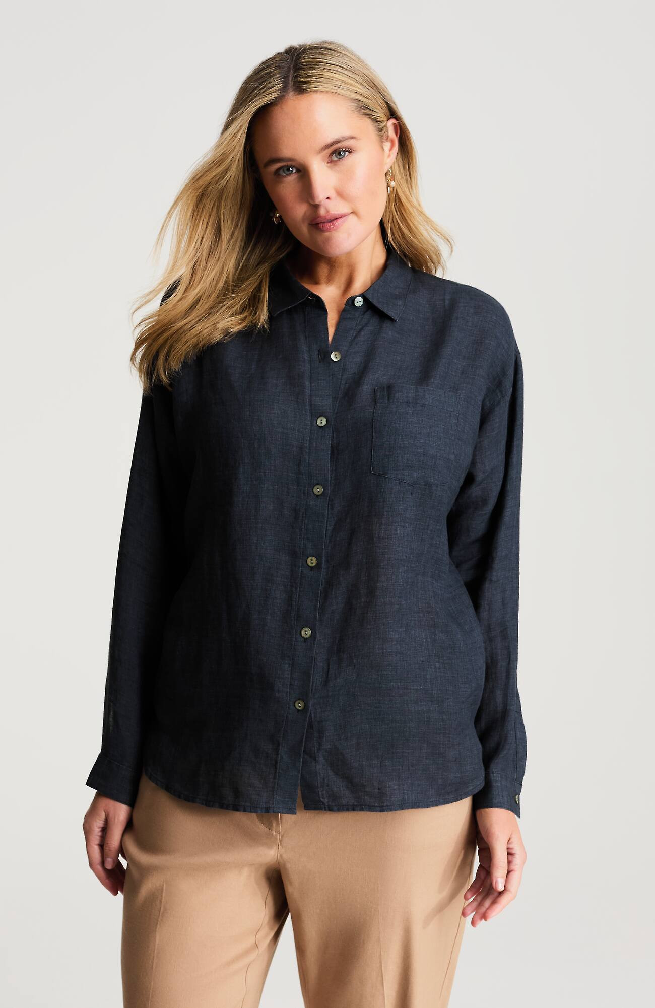 Women's Easy Linen Button-Front Shirt (Night Multi) (Size: S) J. Jill | J. Jill