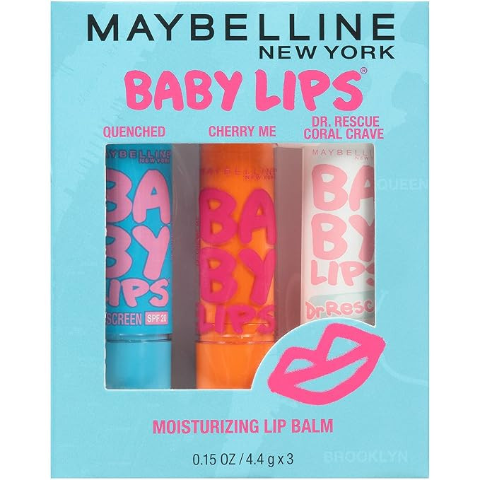 Maybelline New York Baby Lips Moisturizing Lip Balm 3-pack, Lip Care Essentials, 3 Shades | Amazon (US)