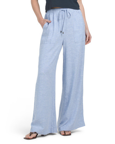 Linen Blend Drawstring Waist Pants | TJ Maxx