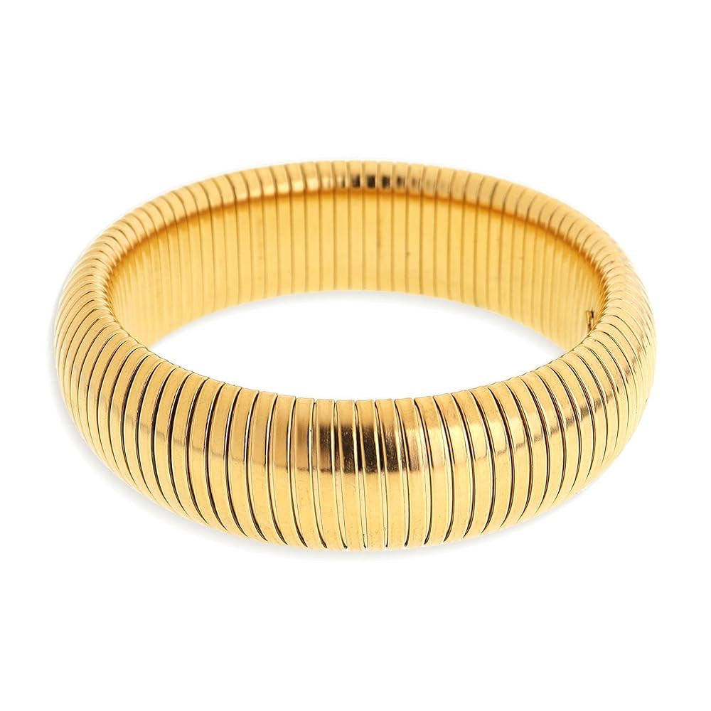 Chunky Snake Chain Bangle Bracelet for Woman, Stainless Steel Flexible Stretch Bracelets 20,16,12... | Amazon (US)