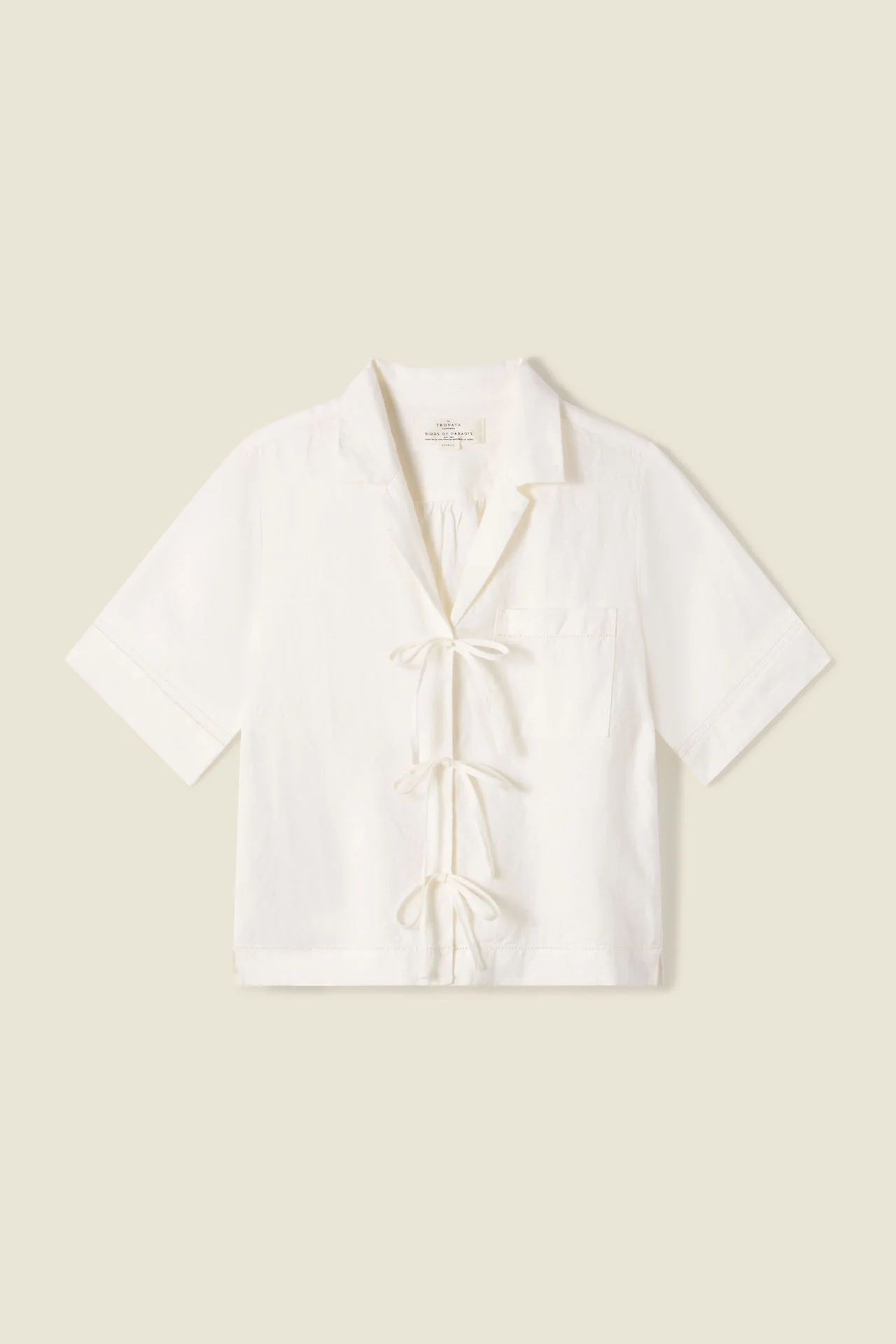 Inez Shirt Ivory Linen | TROVATA