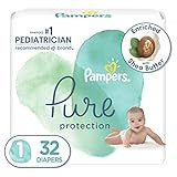 Diapers Newborn/Size 1 (8-14 lb), 32 Count - Pampers Pure Protection Disposable Baby Diapers, Hypoal | Amazon (US)
