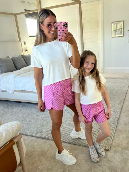 Mama+mini matching PINK checkered shorts (lined) fit tts SARAHLIT code for PINK LILY! 