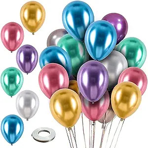 Chrome Metallic Latex Party Balloons, 62 pack 12 inch Colorful Metallic Balloons for Birthday Bab... | Amazon (US)